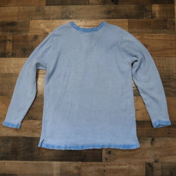 Halloween The Quacker Factory Womans Large Sequin Pumpkin Spider Sweater Blue - Picture 6 of 6